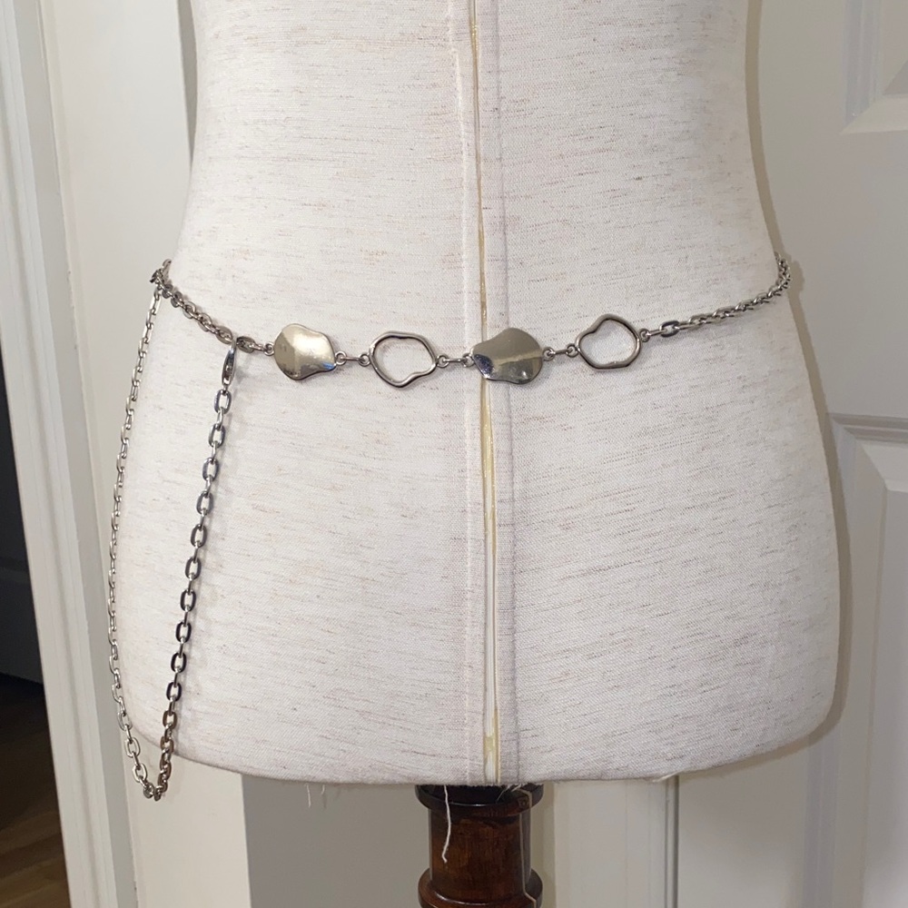 Silver Organic Link Chain Waist Belt - Women Accessories